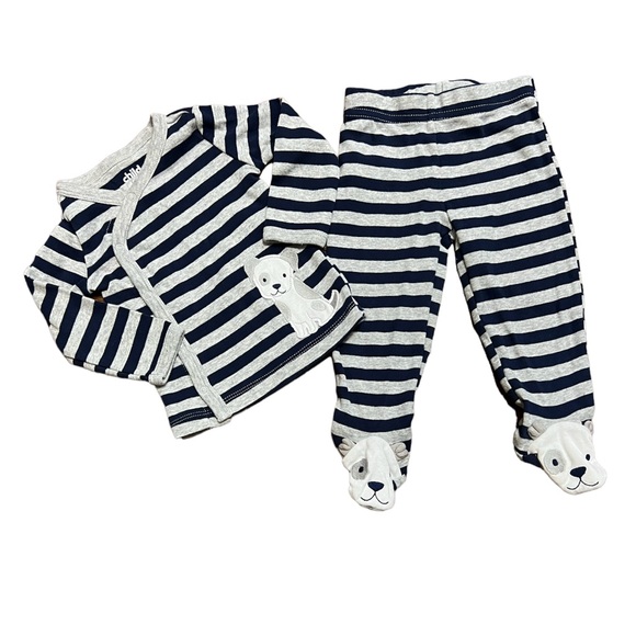 Child of Mine by Carter’s Baby 3-6M 2 Piece Pajamas Stripe w Doggie Footies - Picture 1 of 3